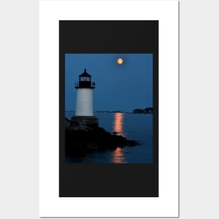 Moon over Winter Island Salem MA Posters and Art